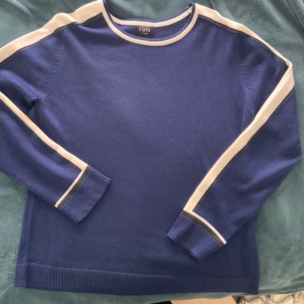 Fate Blue Sweater with White Trim